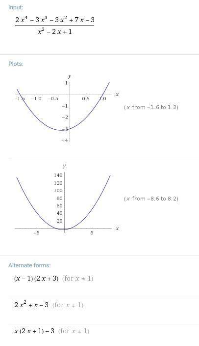 What is the quotient (2x^4-3x^3-3x^2+7x-3) divided by (x^2-2x+1)