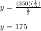 y=\frac{(350)(\frac{1}{3})}{\frac{2}{3} }\\\\y=175