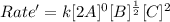 Rate'=k[2A]^0[B]^{\frac{1}{2}}[C]^2