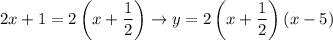 2x+1=2\left(x+\dfrac{1}{2}\right)\to y=2\left(x+\dfrac{1}{2}\right)(x-5)