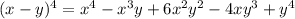 (x-y)^4=x^4-x^3y+6x^2y^2-4xy^3+y^4