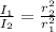 \frac{I_1}{I_2} = \frac{r_2^2}{r_1^2}