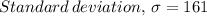 Standard\,deviation,\,\sigma=161