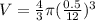 V=\frac{4}{3}\pi (\frac{0.5}{12})^3