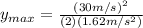 y_{max}=\frac{{(30m/s)}^{2}}{(2)(1.62m/s^{2})}