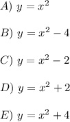 A)\ y=x^2\\\\B)\ y=x^2-4\\\\C)\ y=x^2-2\\\\D)\ y=x^2+2\\\\E)\ y=x^2+4