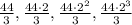 \frac{44}{3},\frac{44\cdot 2}{3},\frac{44\cdot 2^2}{3},\frac{44\cdot 2^3}{3}