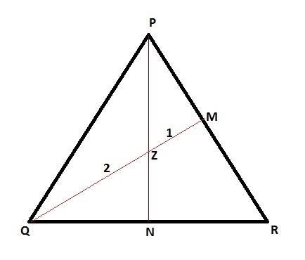 Pqr has medians qm and pm that intersect at z. if zm = 4, find qz and qm.