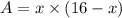 A = x \times (16 - x)