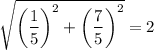 \sqrt{\left(\dfrac15\right)^2+\left(\dfrac75\right)^2}=2