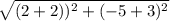 \sqrt{(2+2))^2+(-5+3)^2}