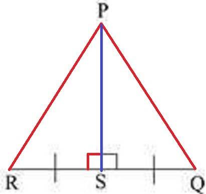 Look at the figure shown below:  rq is a segment on which a perpendicular bisector ps is drawn. s is