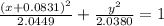 \frac{(x+0.0831)^2}{2.0449}+ \frac{y^{2}}{2.0380} =1 \\