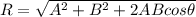 R=\sqrt{A^2 +B^2 +2AB cos \theta}