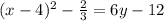 (x-4)^{2}-\frac{2}{3} =6y-12