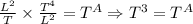 \frac{L^2}{T} \times  \frac{T^4}{L^2} = T^A \Rightarrow T^3=T^A