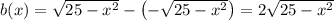 b(x)=\sqrt{25-x^2}-\left(-\sqrt{25-x^2}\right)=2\sqrt{25-x^2}