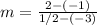 m=\frac{2-(-1)}{1/2-(-3)}