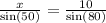 \frac{x}{\sin (50)}= \frac{10}{\sin (80)}