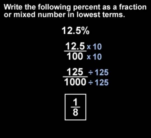 Write 12.5% as a fraction or mixed number in simplest form