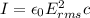 I = \epsilon_0 E_{rms}^2 c