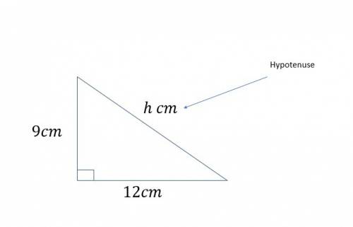 Find the lengh of a hypotenuse of a right triangle with legs of 9cm and 12 cm p﻿lease﻿