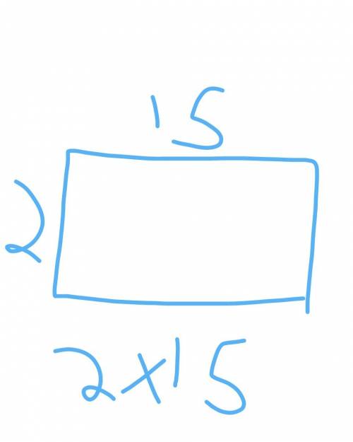 Explain how to draw an area model to represent 2x15.