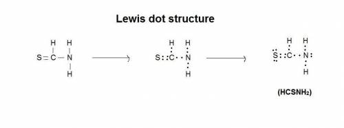 Draw a lewis structure for hcsnh2. (the carbon and nitrogen atoms are bonded together and the sulfur