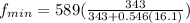 f_{min} = 589(\frac{343}{343 + 0.546(16.1)})