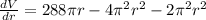 \frac{dV}{dr}=288\pi r-4{\pi}^2 r^{2}-2{\pi}^2 r^{2}
