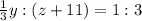 \frac{1}{3} y : (z+11) = 1:3