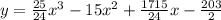 y=\frac{25}{24}x^3-15x^2+\frac{1715}{24}x-\frac{203}{2}