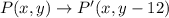 P(x,y)\rightarrow P'(x,y-12)