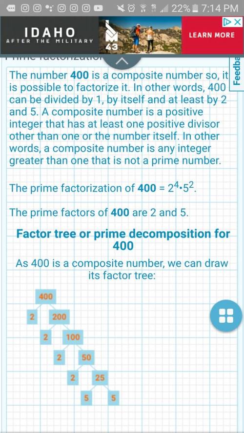 What is the prime factorization for 400 using exponents