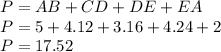 P=AB+CD+DE+EA\\P=5+4.12+3.16+4.24+2\\P=17.52