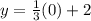 y = \frac{1}{3} (0) + 2