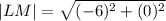 |LM|=\sqrt{(-6)^2+(0)^2}