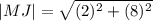 |MJ|=\sqrt{(2)^2+(8)^2}