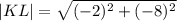 |KL|=\sqrt{(-2)^2+(-8)^2}
