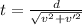 t = \frac{d}{\sqrt{v^2+v'^2}}
