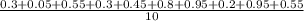 \frac{0.3 + 0.05 + 0.55 + 0.3 + 0.45 + 0.8 + 0.95 + 0.2 + 0.95 + 0.55}{10}