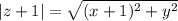 |z+1|=\sqrt{(x+1)^2+y^2}