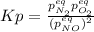 Kp=\frac{p_{N_2}^{eq}p_{O_2}^{eq}}{(p_{NO}^{eq})^2}