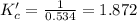 K_c'=\frac{1}{0.534}=1.872