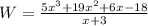W=\frac{5x^3+19x^2+6x-18}{x+3}