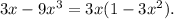 3x-9x^3=3x(1-3x^2).