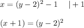 x=(y-2)^2-1\ \ \ \ |+1\\\\(x+1)=(y-2)^2