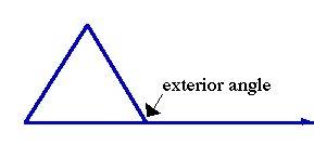 What is an angle between a side of a polygon and the extension of its adjacent side