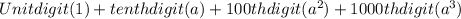 Unit digit (1) +tenth digit (a) + 100th digit (a^2) +1000th digit (a^3)
