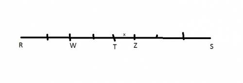 Point t is the midpoint of rs, w is the midpoint of rt, and z is the midpoint of ws. if the length o